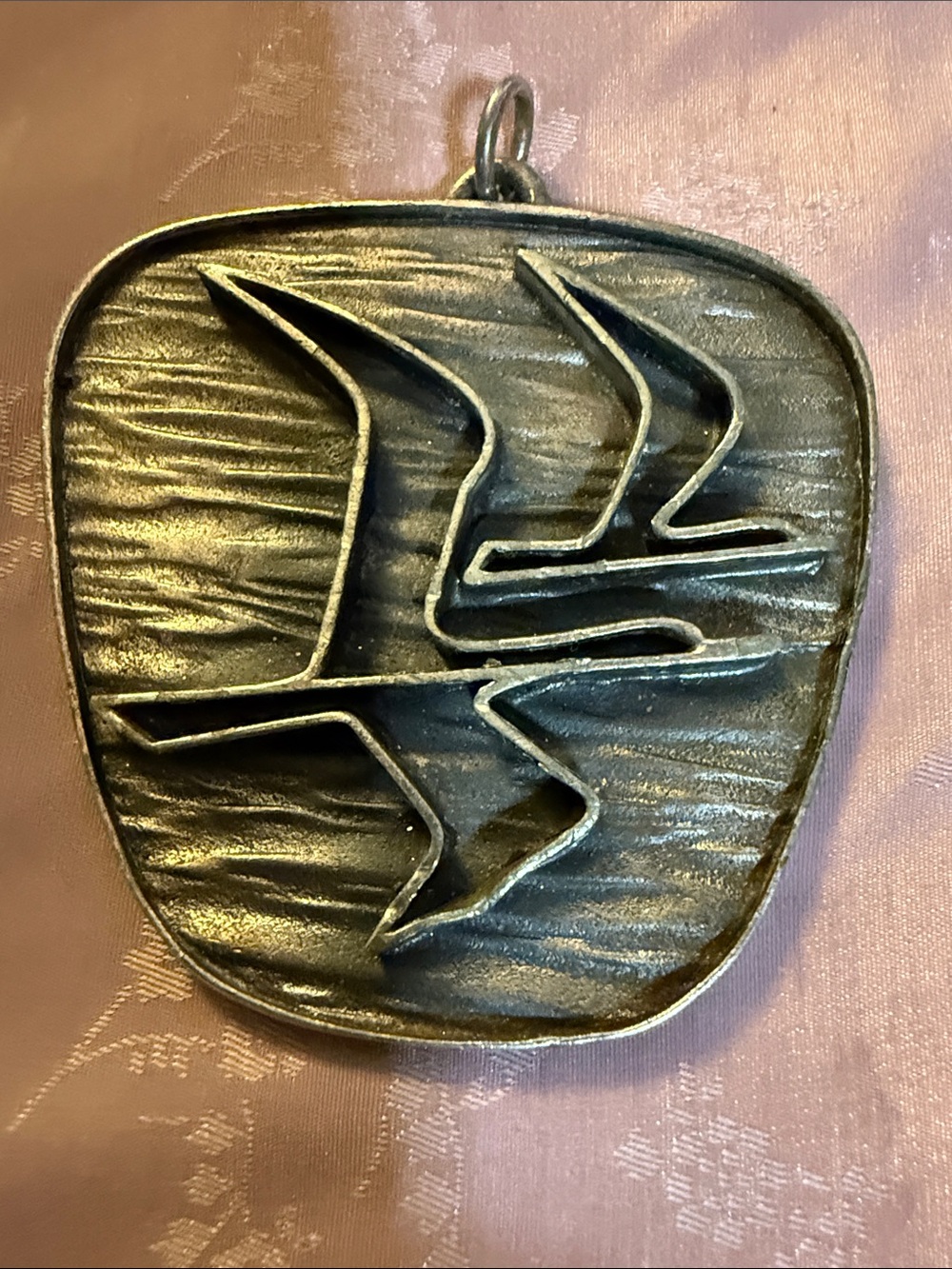 Vintage brutalist, large pendant, and Silvertone by SILVEL